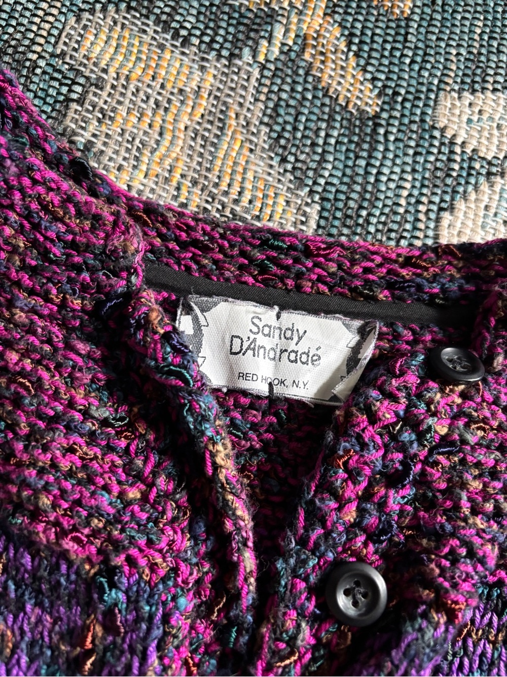 Vintage Sandy D'Andrade
Multicolor Purple HandKnit Chunky Cardigan - Picture 4 of 8